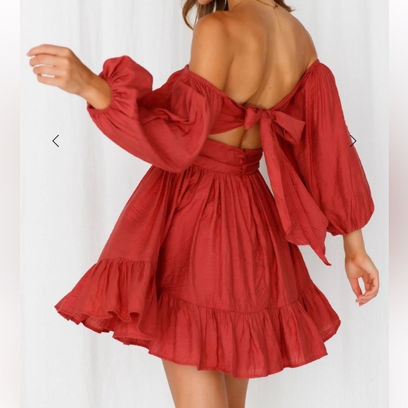 Hello Molly Ruched Ruffle Tie Back Flowy Mini Dress Women’s Sz S - Picture 3 of 9